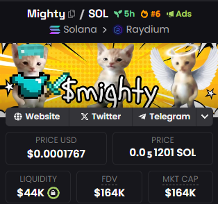 MightyOnSol's tweet photo. SLOW AND STEADY!

FLOOR IS $MIGHTY! 

#6 on DEX and CLIMBING!

https://t.co/3qvHv2PiYO https://t.co/Ud24xk0K65