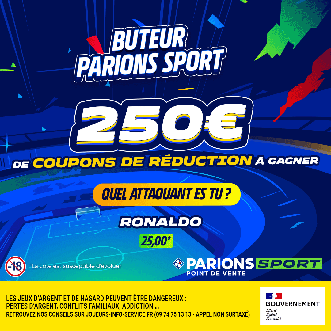 ParionsSport_EL's tweet image. 🎁 Tu te bonifies avec l’âge comme Cristiano Ronaldo ? 

250€ de coupons de réduction valables en #PointDeVente à gagner 

Pour jouer :
1️⃣ RT + Follow @ParionsSport
2️⃣ Commente avec le #ButeurParionsSport et découvre si tu as gagné

(3 participations max par instant gagnant)