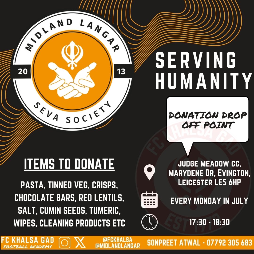 FC Khalsa GAD (@fckhalsa) on Twitter photo Proud to have an official drop off point for 5 weeks in July. <a href="/MidlandLangar/">Midland Langar Seva Society</a> Proud to have an official drop off point for 5 weeks in July. <a href="/MidlandLangar/">Midland Langar Seva Society</a>