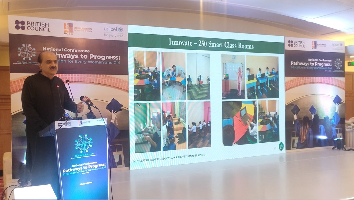NilofarBkhtiar's tweet photo. Innovating education in @Islamabad Secy @EduMinistryPK Mohyiuddin Wani shares initiatives like smart classrooms, pink buses for girls &amp; women, free meals &amp; more. Empowering students &amp; teachers with 21st-century skills #EducateHer #TheNextHorizon https://t.co/3Xq6d2IPok