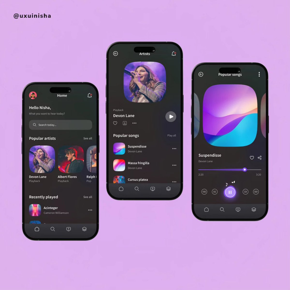 uxuinisha's tweet photo. Do you like listening to music . look at this ui design of a music app....πΆπ¨
Share your opinion ππ
Contact me :
E mail-id - uxuinisha@gmail.com
#music
#musicapp
#uidesign
#uiinspiration
#app
#uiux
#uxuinisha
#designwithpurpose https://t.co/tbebm4RX7d