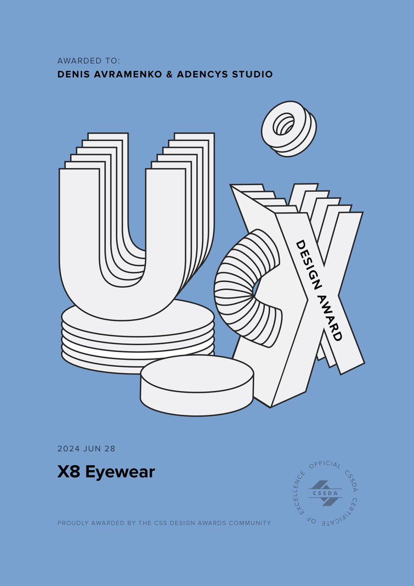 avrdenis_'s tweet photo. Happy to receive the Site of the Day and UX, UI, Innovation Design Awards from @cssdesignawards for the X8 project https://t.co/UKienFjrlo

#SOTD #CSSDA #Innovation #ux #ui @greensock https://t.co/cCJNdhPuKd
