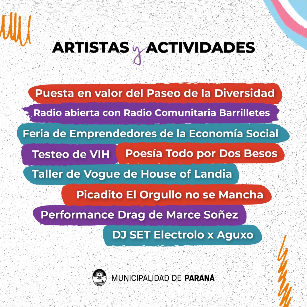 MuniParana's tweet photo. 🌈🎶💃 Jornada Cultural: Orgullo de Ser 

Música • Feria de Emprendedores • Radio Abierta • Poesía • Testeo de VIH 

📅 Sábado 29 de Junio
🕑 14 a 18 horas
📍Plaza de las Colectividades https://t.co/NVId43hlMK
