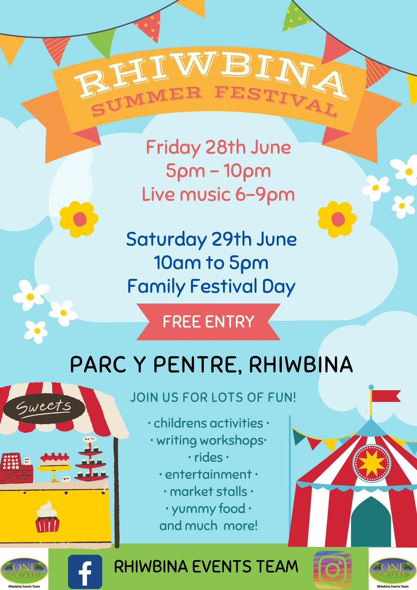 There are lots of #RhiwbinaFestival <a href="/RhiwbinaE/">RhiwbinaC OneRhiwbina</a>  events happening today (Friday) and especially tomorrow. 
Keep an eye on our calendar all year for what's happening locally - but especially this weekend: rhiwbina.info/events #rhiwbina