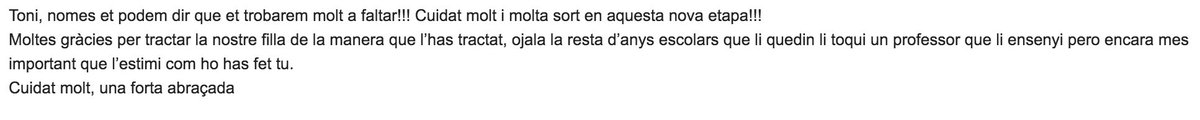 Gràcies per tot. Tanquem etapa amb la consciència tranquil•la i amb la feina valorada per part d’un dels agents més importants en educació : les famílies .
