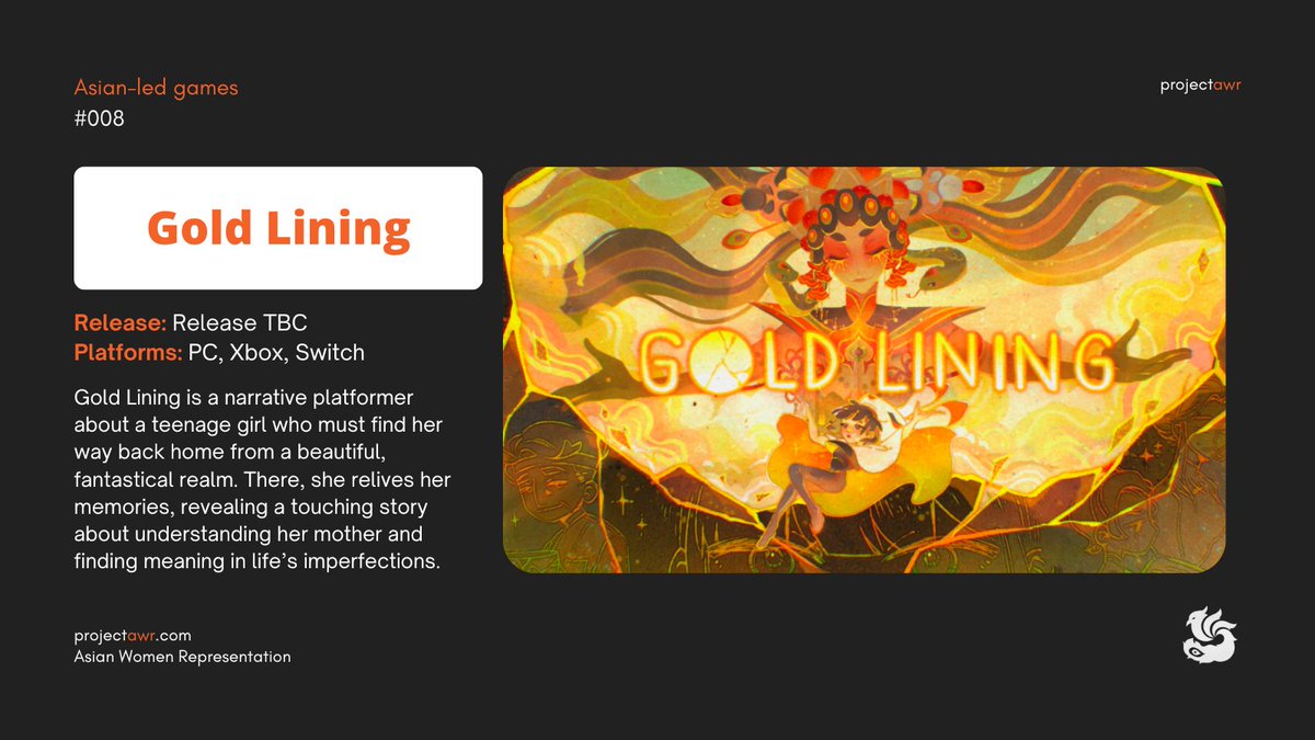 Gold Lining is a narrative platformer developed by <a href="/sonderingstudio/">Sondering Studio✨WISHLIST GOLD LINING</a>, which makes artistic, narrative games with a focus on Asian American representation. Sondering Studio previously made A Taste of the Past.

Steam: bit.ly/3Xqq1Nw

#IndieGames