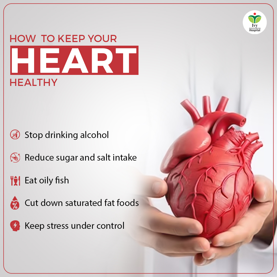 Your heart is the most important muscle in your body - take care of it! Show your heart some love by adopting heart-healthy habits.

• Stop drinking alcohol
• Reduce sugar &amp; salt intake
• Eat oily fish
• Cut down saturated fat foods
• Keep stress under control

#HeartHealth