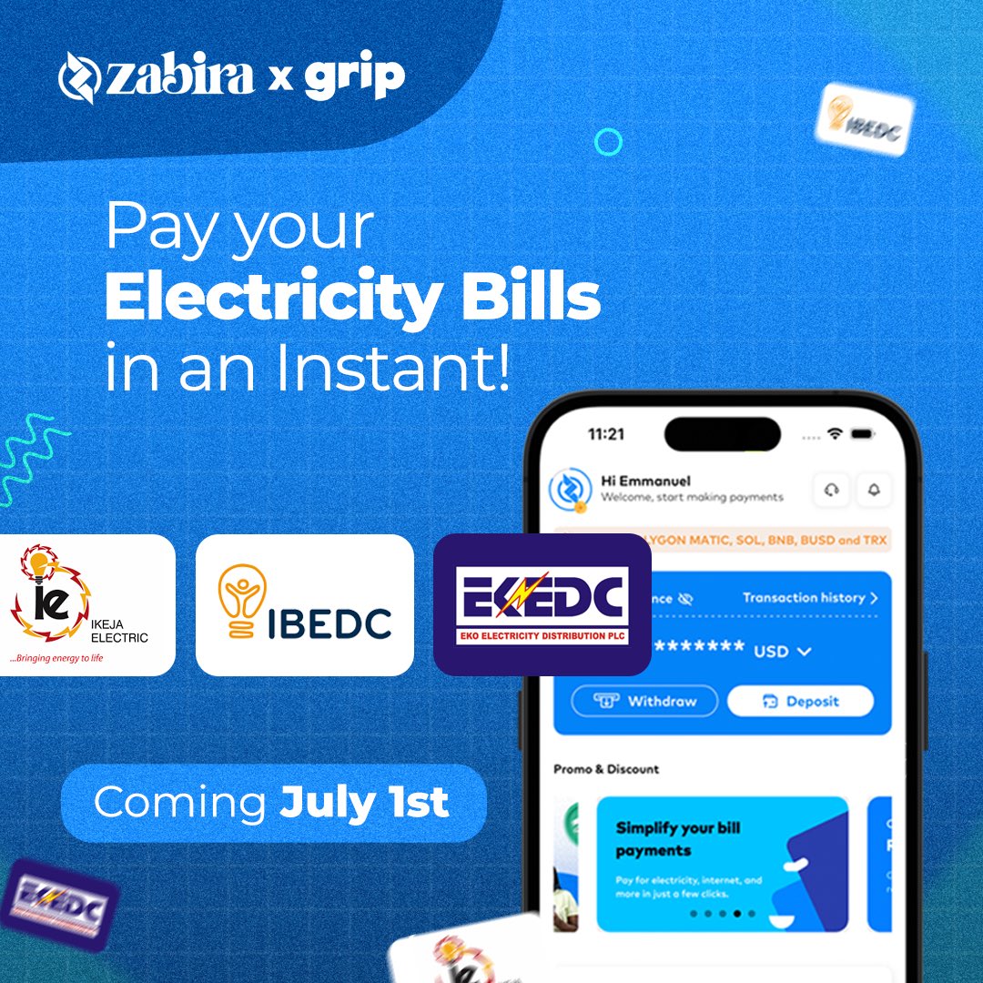 Don’t experience Blackouts when you use the Zabira app!

Enjoy easy payment of utility bills.
#zabira