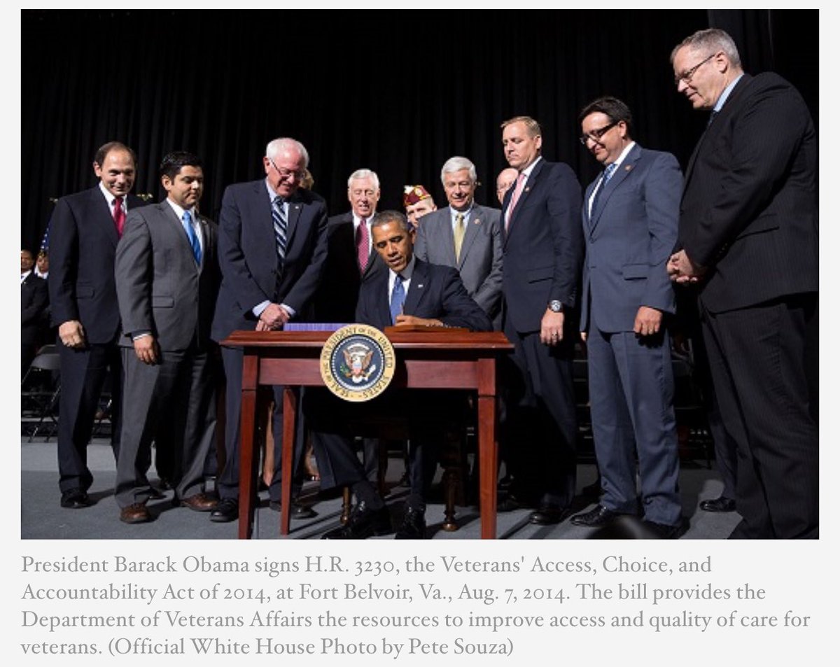 patriottakes's tweet image. At the debate, Trump took credit for passing the “Veterans Choice” program.

Here’s President Obama signing the bill into law in 2014.