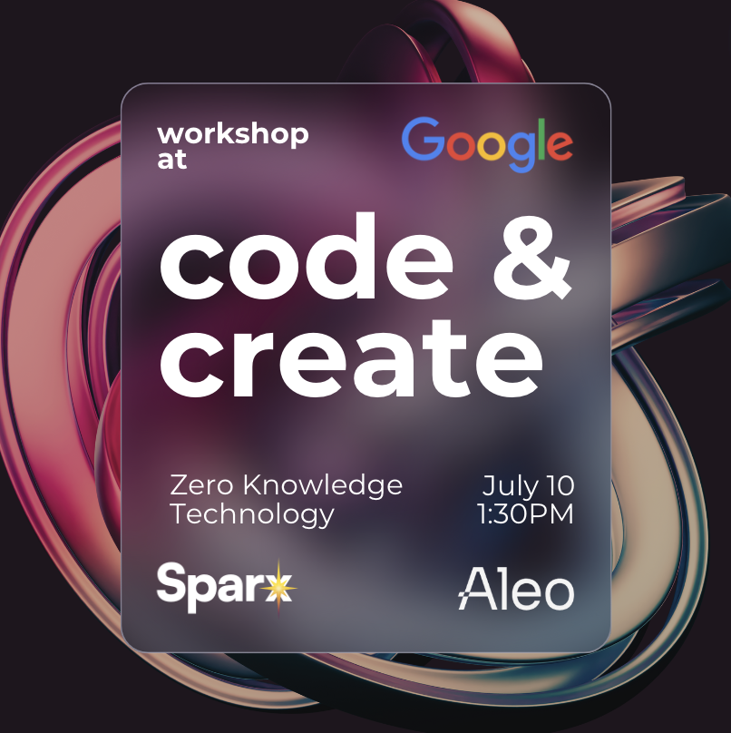 Ready to level up your ZK skills? 🚀 Join us <a href="/Google/">Google</a> Brussels for a Code &amp; Create workshop with <a href="/AleoHQ/">Aleo</a>  on July 10 @ 1:30 CET

Light bites provided—bring your laptop! 🌟 Register now: lu.ma/m7w9j7x1