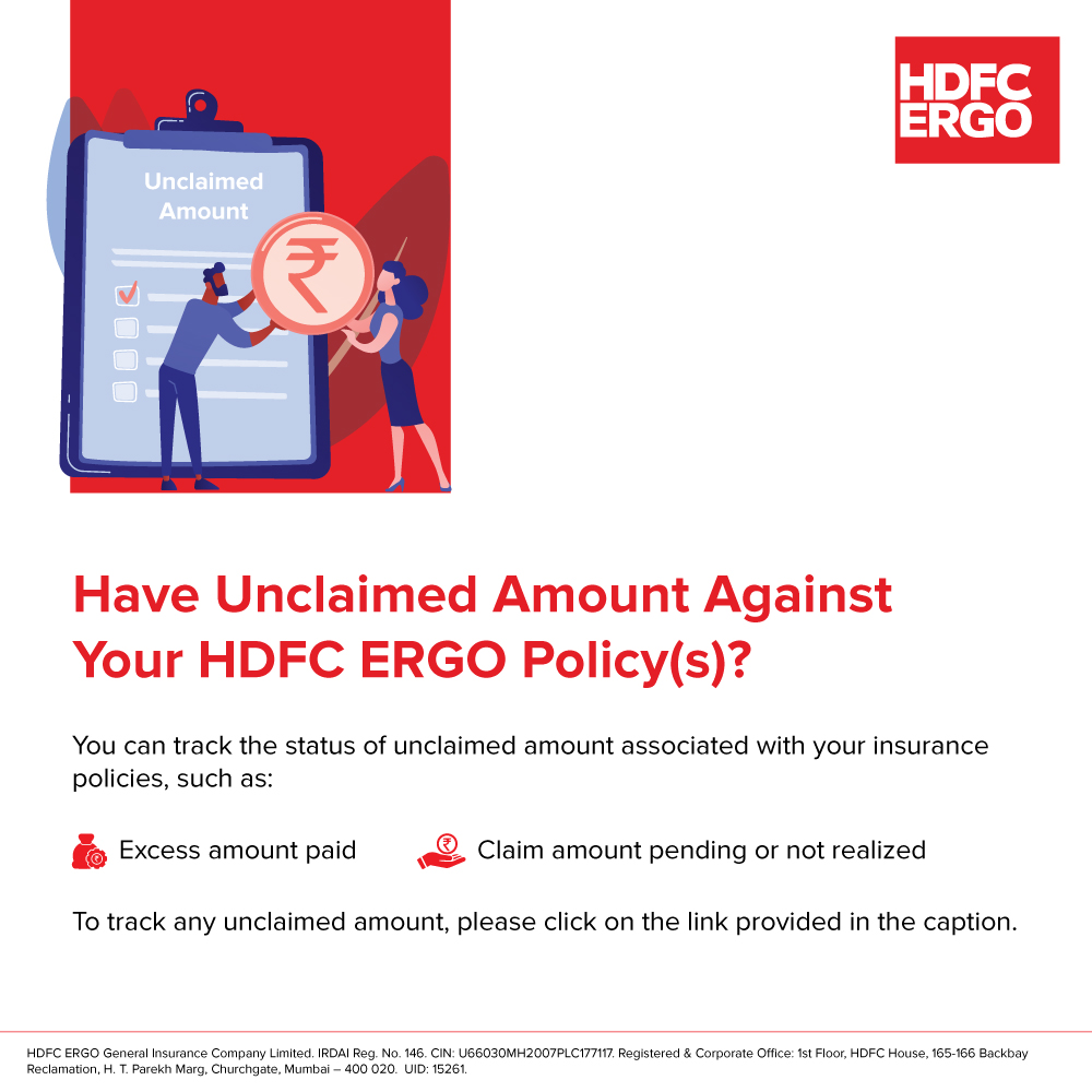 HDFCERGOGIC's tweet photo. Whether it's excess payment or pending claim amount, we're here to help you claim what's yours. To track the status of your unclaimed amount, click https://t.co/8oaurCsa0R
#HDFCERGO #TrackTheStatus #PendingClaims #ExcessPayment #UnclaimedAmount https://t.co/PN7DVw7cLE
