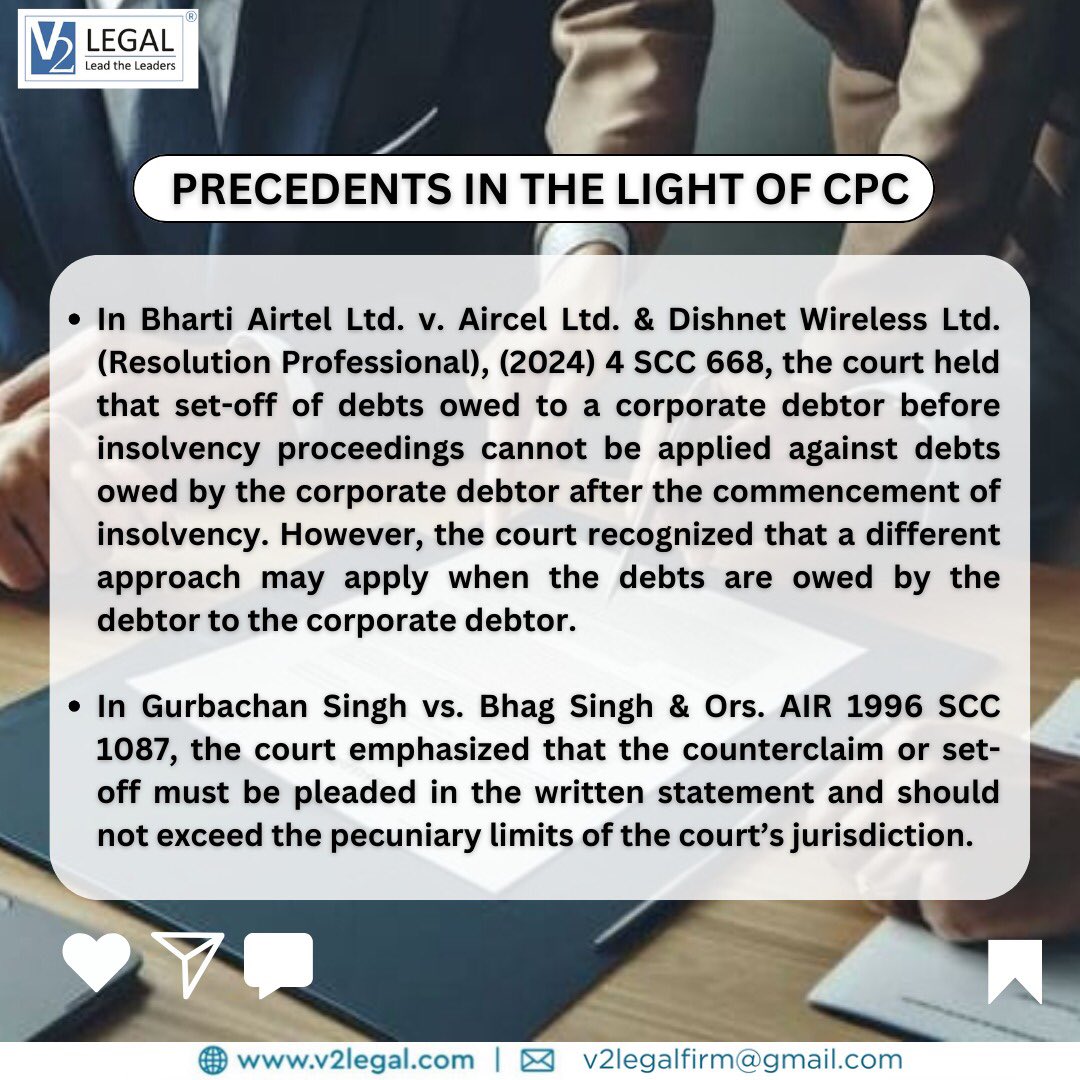 V2Legal's tweet image. Set Off Vs. Counter Claim

#setoff #india #claim #v2legal