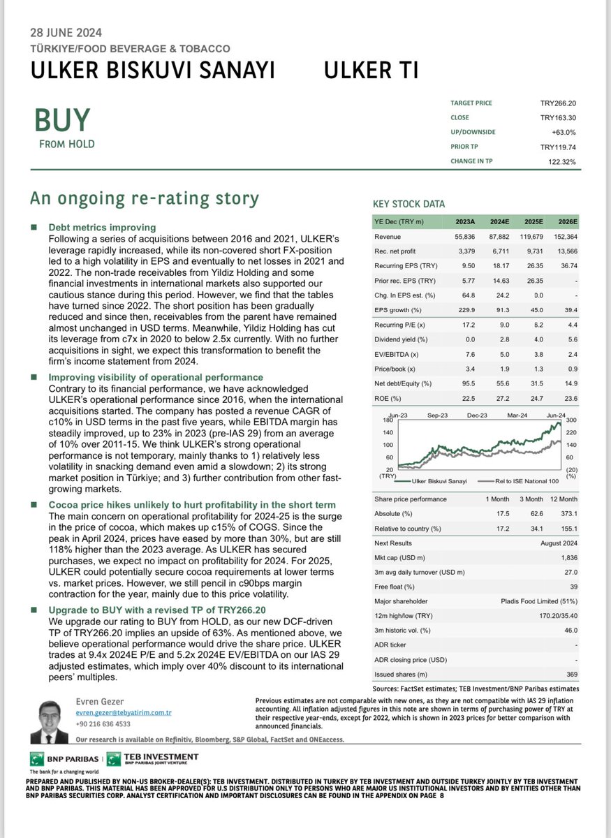 #ulker, kurumlar anlaşmış gibi bugün yolladı art arda. 

TEB borç metriklerindeki gelişim, yıllar içinde yakalanan marj gelişiminin sürdürülebilirliğinin yanı sıra yerinde bir husus olarak ana ortak ve ilişkili taraflardan alacakların durumuna değinmişler.