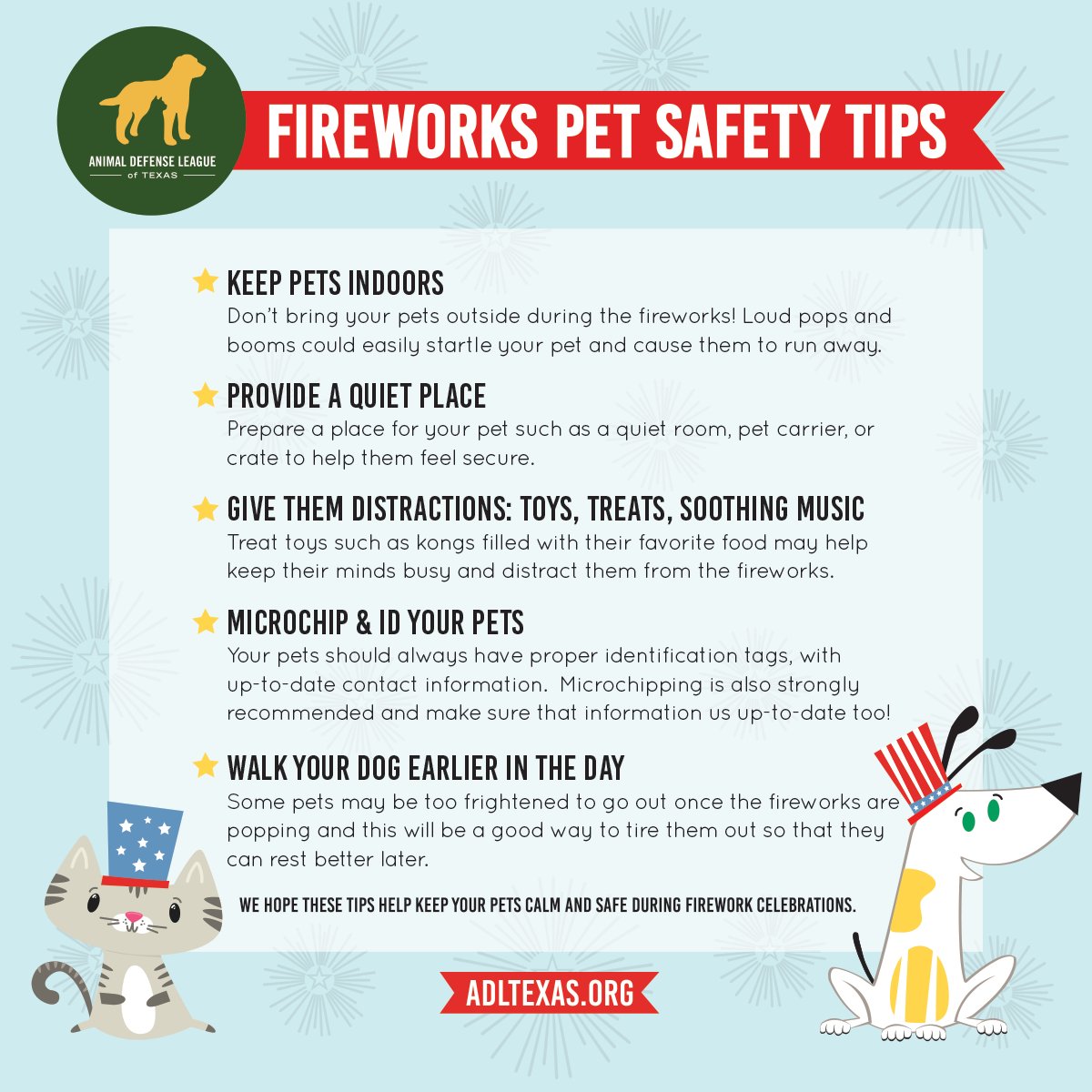 delmarvaguide's tweet image. In preparation for the 4th of July festivities, consider these tips to keep your pets safe during fireworks.

#fireworks #4thofJuly #theguide #delmarvaguide #sussexguide #pets #petsafety #pettips # #fireworksafety