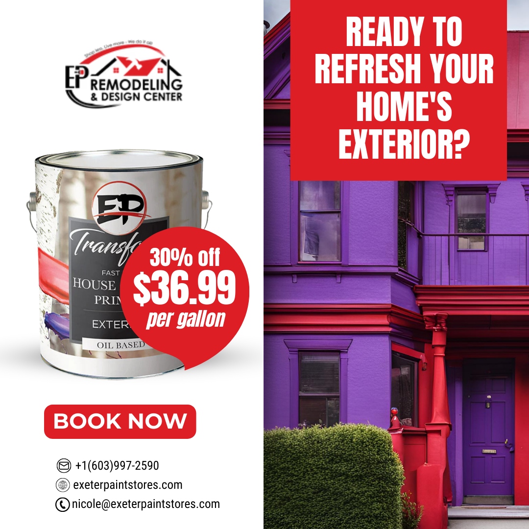 exeterpaint's tweet image. 🏠✨ Quick Drying, High Hiding! ✨🏠

Transform Exterior Alkd Primer is formulated for excellent adhesion and quick drying. 

Perfect for your next project! Now at 30% off, only $36.99 per gallon!

#ExteriorPrimer #QuickDrying #HighHiding #HomeImprovement #ExeterPaint #Sale