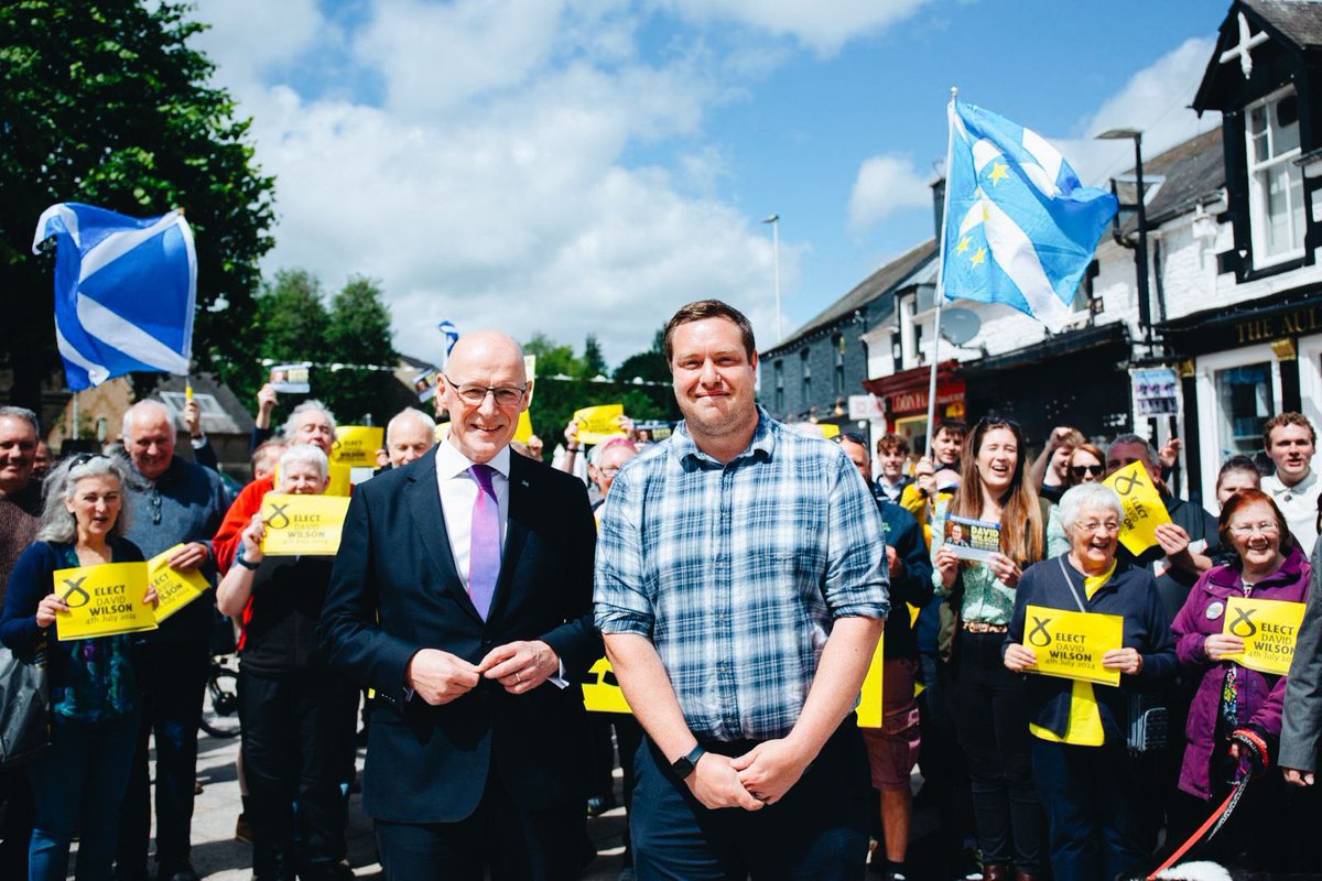 theSNP's tweet photo. 🚌 Next stop: Galashiels, campaigning with our candidate @DavidWilsonSNP and meeting more of our brilliant activists.

🗳️ #VoteSNP for dedicated MPs who will be champions for Scotland’s communities. https://t.co/h4EHpSqqYl