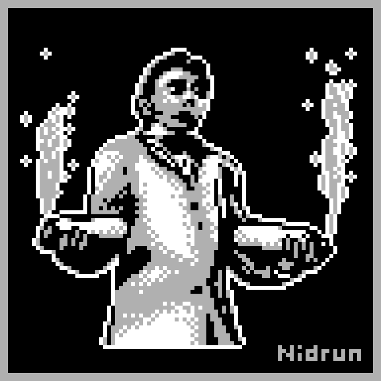 nidrun_osu's tweet image. 3色で平沢さんを描いてみました。

#ドット絵　#平沢進　#3colors