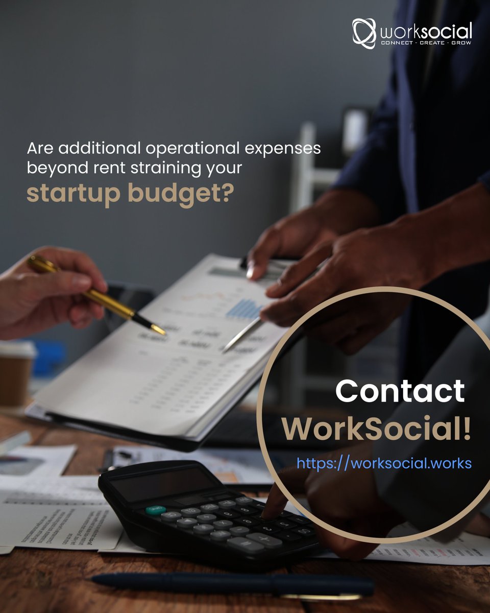 WorkSocialWorks's tweet photo. Rent is a hurdle, but it's those sneaky operational expenses that keep you on our toes to run your startup! We know every penny counts as you navigate the balance between essentials &amp; innovation. Contact #WorkSocial today! https://t.co/65q8eyIM3W