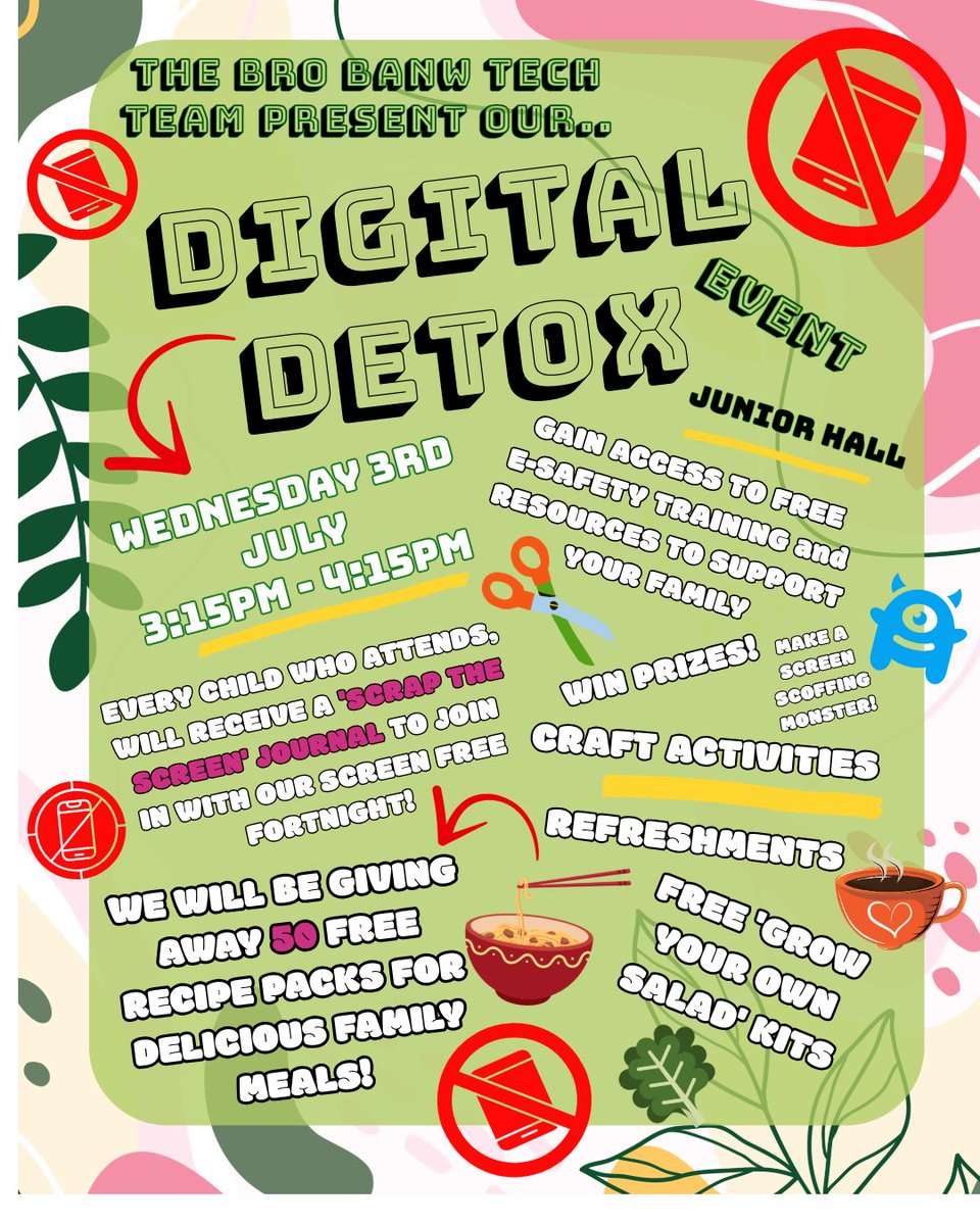 Ysgol Bro Banw (@brobanw) on Twitter photo Our Digital Detox Event (led by our pupil Tech Team) is open to all our parents and carers next Wednesday between 3:15pm - 4:15pm! We look forward to seeing you there! <a href="/CarmsCouncil/">Cyngor Sir Gâr</a> <a href="/bwydibawbbanw/">Bwyd i Bawb - Ysgol Bro Banw Community Food Shop</a> Our Digital Detox Event (led by our pupil Tech Team) is open to all our parents and carers next Wednesday between 3:15pm - 4:15pm! We look forward to seeing you there! <a href="/CarmsCouncil/">Cyngor Sir Gâr</a> <a href="/bwydibawbbanw/">Bwyd i Bawb - Ysgol Bro Banw Community Food Shop</a>