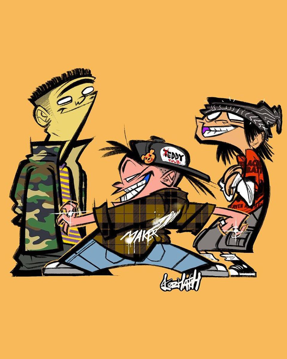 cartoonnetwork's tweet image. Gorillaz vibes for your Friday 😎

🎨: @krozhatch

#cartoonnetwork #fanart #fanartfriday #ededdneddy #adventuretime #fionnaandcake #powerpuffgirls #rowdyruffboys #digitalart #procreate #Gorillaz