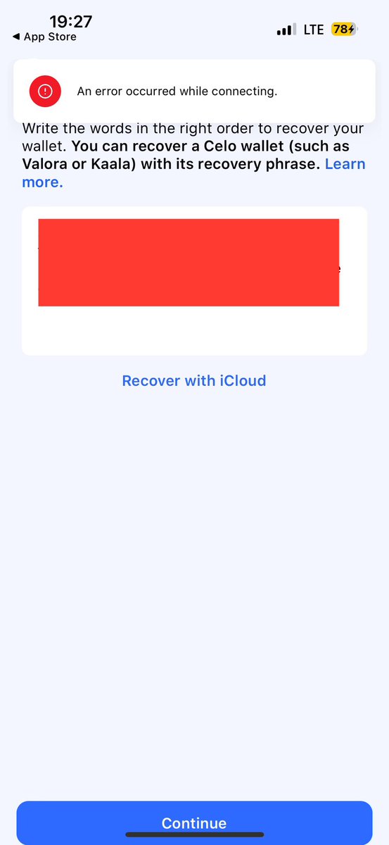 cBLOCK_io's tweet photo. @impactmarket hey guys, 

Some of our beneficiaries and myself are having issues restoring their wallets… keep getting an error message

Please advise https://t.co/3qYqxXpnbQ