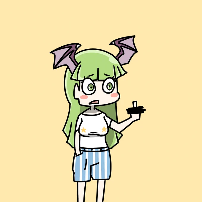 ラフな格好のモリガン