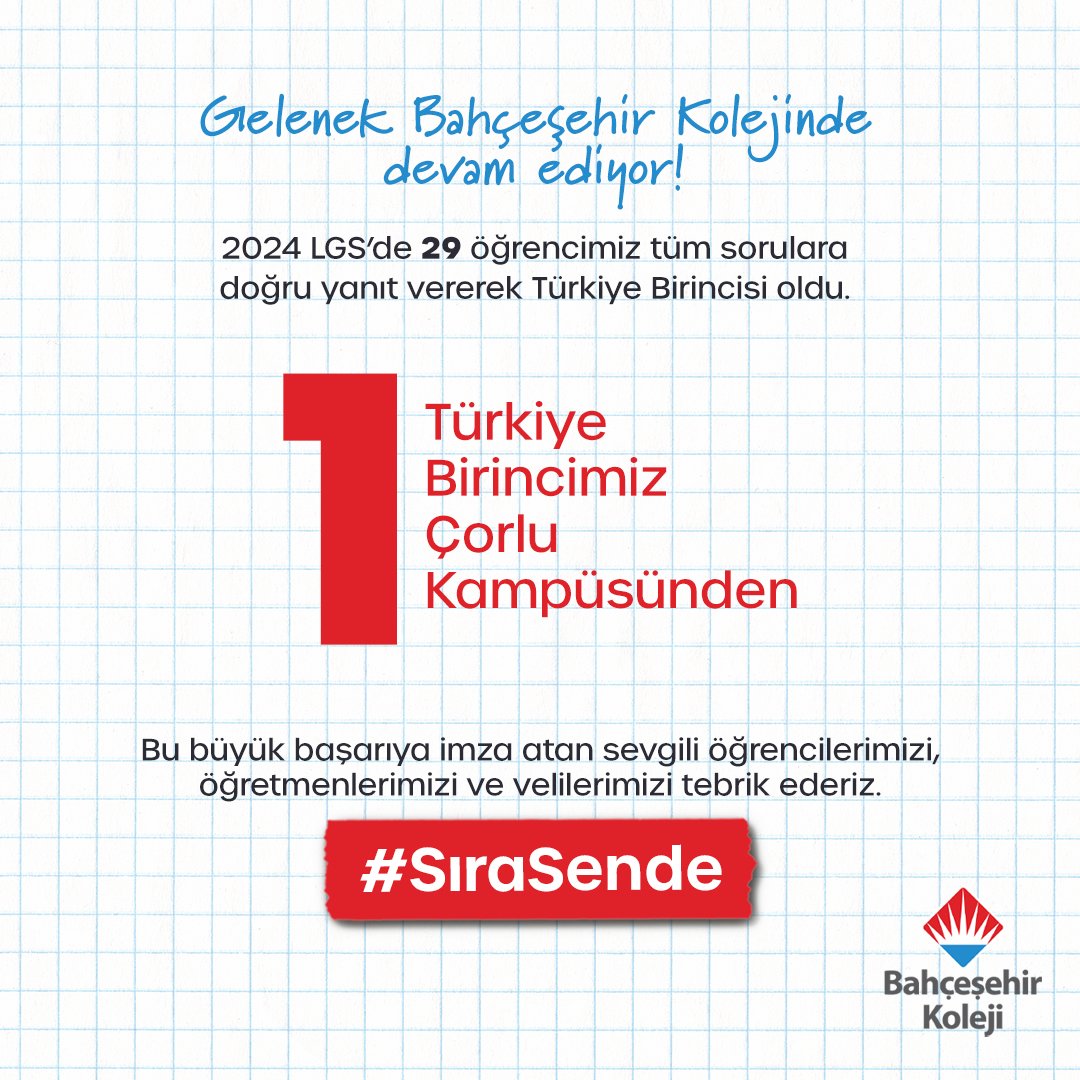 2024 LGS sonuçlarına göre öğrencimiz Mehmed Arslan KARTAL Türkiye 1. 'si olmuştur. 🌟
Üst üste iki yıl Türkiye 1. 'liği elde ederek Çorlu Bahçeşehir Kolejinde başarının okul iklimi ve sürdürülebilir olduğunu bir kez daha göstermiş olmanın gururunu ve mutluluğunu yaşıyoruz.