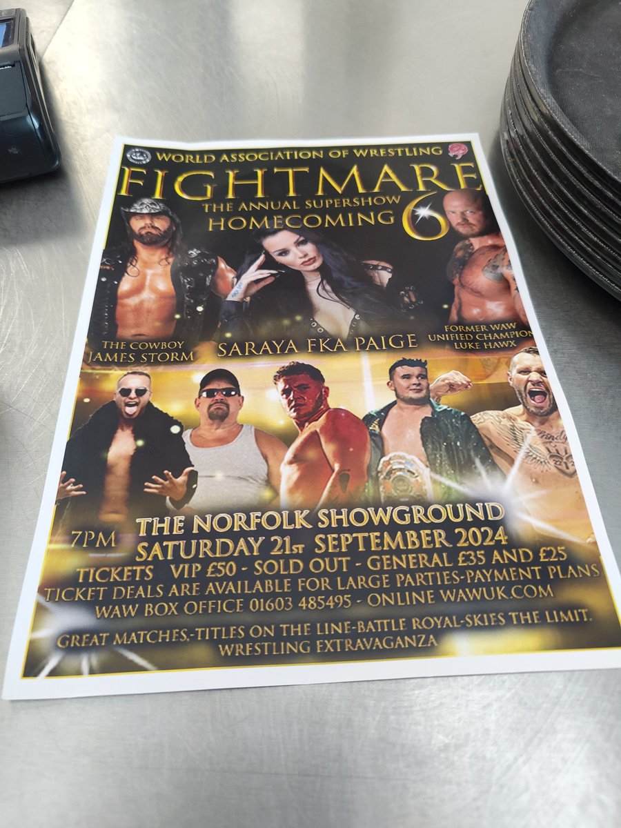 Another day's Postering done for <a href="/WAW_UK/">World Association of Wrestling</a> Fightmare 6 
Less than 3 months away!! 
Things in motion!! 🐦‍🔥🐦‍🔥🔥🔥
#fightmare6 #wrestling #norfolk
#showground #norfolkshowground 
#zakknight #sarayaknight
#jamesstorm