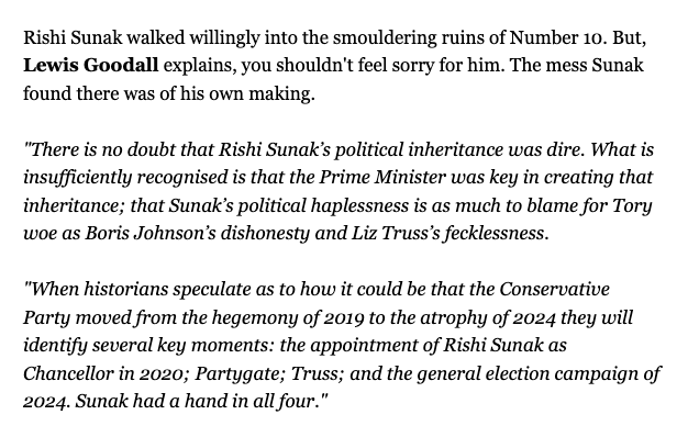 Best for Britain (@bestforbritain) on Twitter photo Don't feel sorry for Rishi Sunak. The mess he found in Downing Street was of his own making.
<a href="/lewis_goodall/">Lewis Goodall</a> <a href="/theipaper/">The i Paper</a>
inews.co.uk/opinion/rishi-… Don't feel sorry for Rishi Sunak. The mess he found in Downing Street was of his own making.
<a href="/lewis_goodall/">Lewis Goodall</a> <a href="/theipaper/">The i Paper</a>
inews.co.uk/opinion/rishi-…