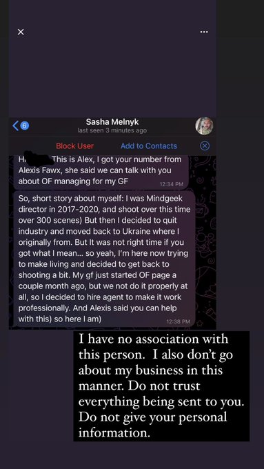 Please do not use my name to get business. I don’t know who the fuck you are.  I would never conduct
