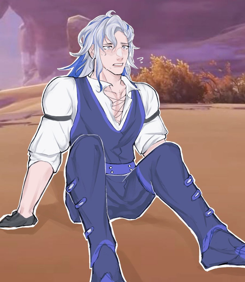 _kachaow's tweet image. Pov: you're trying to farm materials from the desert, but you make the mistake of bringing him along.
#GenshinImpact #Neuvillette
#Genshinfanart