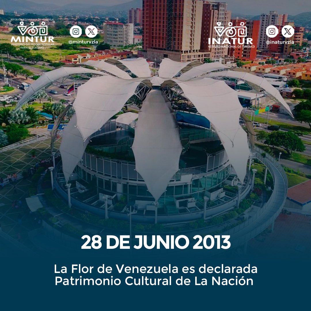 Minturvzla's tweet photo. #Entérate | Tal día como hoy #28DeJun se decretó "La Flor de Venezuela" como Monumento Nacional y Patrimonio Cultural del país, cuyo recinto está ubicado en Barquisimeto, estado Lara.
@AliErnesto32
@NicolasMaduro
@delcyrodriguezv
@luchaalmada
#ConNicoTenemosPaz https://t.co/IV7wwT03g9