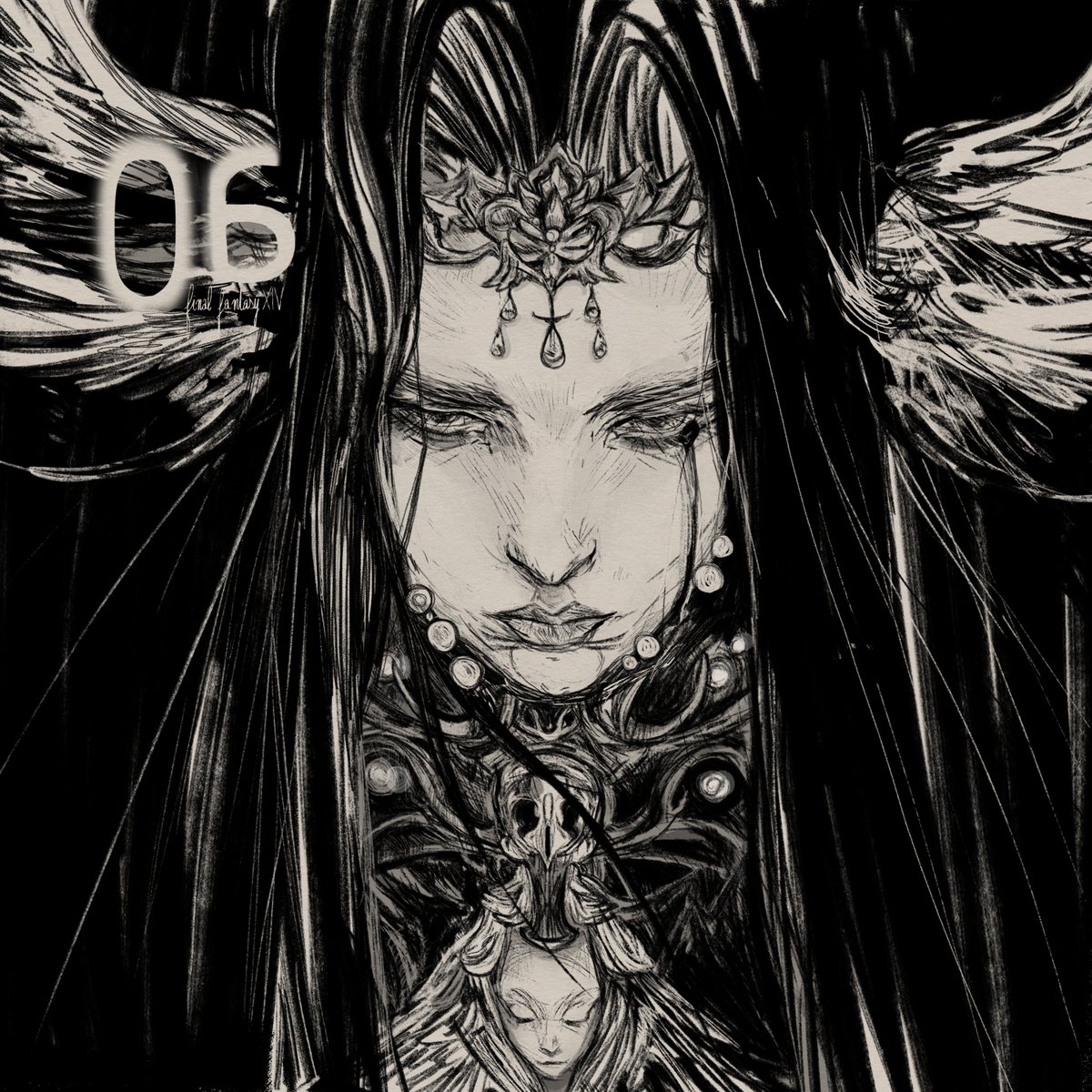BetonBrindille's tweet photo. Personal countdown for #Dawntrail's official release. I took my time for this one, the angry Endsinger ! #FFXIV๐ท #FFXIVART #endsinger #DawntrailArtCountdown https://t.co/zvSewhcIqo