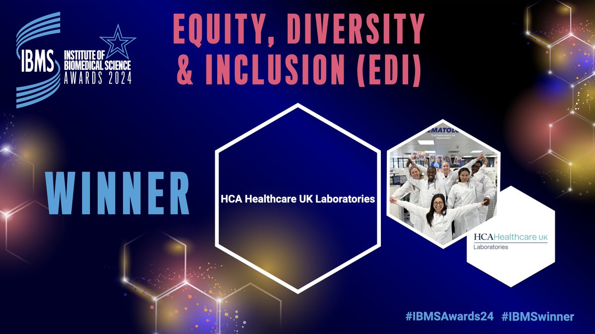IBMS #AtTheHeartOfHealthcare (@ibmscience) on Twitter photo The next category to announce is Equity, Diversity & Inclusion (EDI). And the #IBMSWinner is… HCA Healthcare UK Laboratories <a href="/HCAHospitalsUK/">HCA Healthcare UK</a>! #IBMSAwards24 The next category to announce is Equity, Diversity & Inclusion (EDI). And the #IBMSWinner is… HCA Healthcare UK Laboratories <a href="/HCAHospitalsUK/">HCA Healthcare UK</a>! #IBMSAwards24