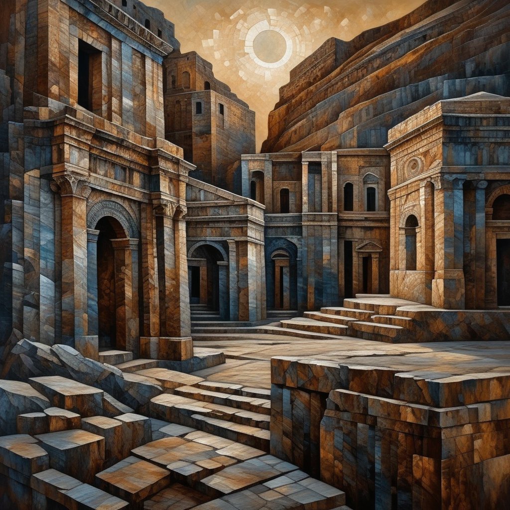 andy_corah's tweet image. Echoes in the Stone: 🤎

📜Upon the towering rock, where shadows cling,
A textured tale unfolds, in oil and stone,
Of civilizations lost, in whispers, sing,
Their secrets to the wind, now overthrown.🙂

#textured #patterns #Ancientruins
 #abstract #ruins #aiart