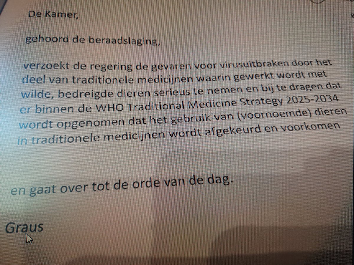 stichting SPOTS (@stichtingspots) on Twitter photo Recent vroegen Kamerleden Laura Bromet en Dion Graus aandacht voor dat deel van traditionele medicijnen waarbij gewerkt wordt met bedreigde, wilde dieren. Gisteren werd een motie op dit onderwerp, ingediend door <a href="/realDionGraus/">Dion Graus</a>, aangenomen. Super nieuws! Recent vroegen Kamerleden Laura Bromet en Dion Graus aandacht voor dat deel van traditionele medicijnen waarbij gewerkt wordt met bedreigde, wilde dieren. Gisteren werd een motie op dit onderwerp, ingediend door <a href="/realDionGraus/">Dion Graus</a>, aangenomen. Super nieuws!