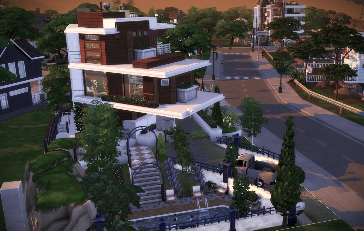 Another angle... 😊
<a href="/SimGuruNova/">SimGuruNova</a>
#ShowUsYourBuilds #TS4 #TheSims #modern #nocc #basegame #20x30