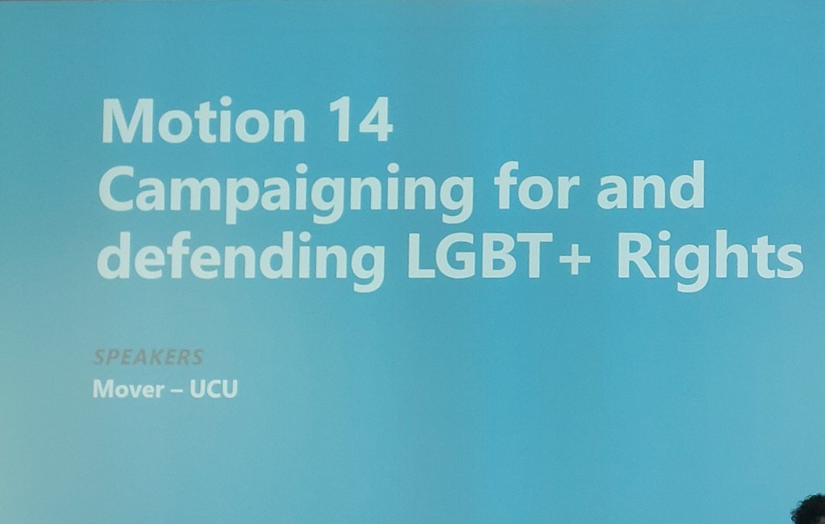 This <a href="/ucu/">UCU</a> Motion has been overwhelmingly supported at the ##TUCLGBT conference. A summary from the GMB "This Motion is an example of why we are all here. And quite frankly, if you don't support the Motion,  perhaps you should be questioning why you even turned up today."