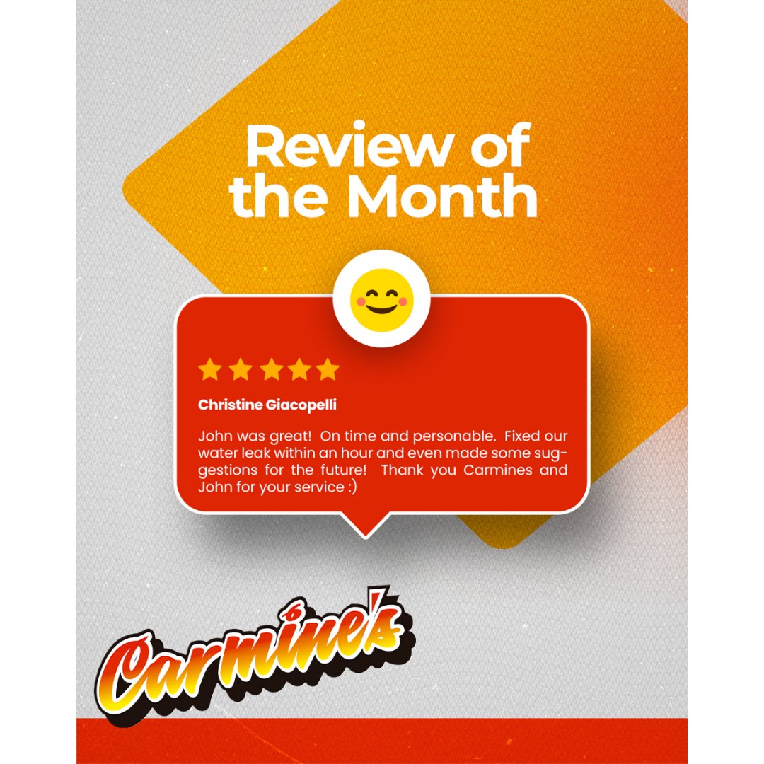 ⭐ Review of the month! ⭐

We want to thank our clients for their valuable feedback.🏆

#ReviewOfTheMonth #CarminesPlumbingHVAC