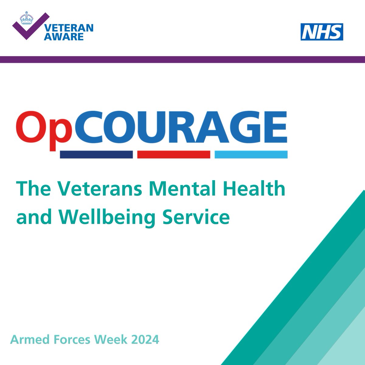 Op COURAGE: The Veterans Mental Health &amp; Wellbeing Service provides specialist care and support if you’ve served in the UK Armed Forces and are struggling with your mental health. Regardless of how long you served for or when you left, Op COURAGE can help nhs.uk/opcourageOp