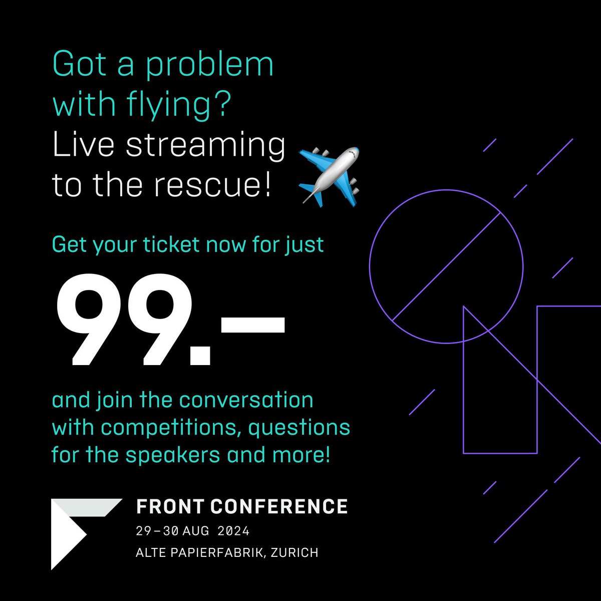 🎟️ Get ready, be inspired and learn from the comfort of your own home. Buy your tickets today at frontconference.com 

Experience first-hand the cutting-edge ideas and insights shared by international industry experts, and use interact with speakers and attendees online.