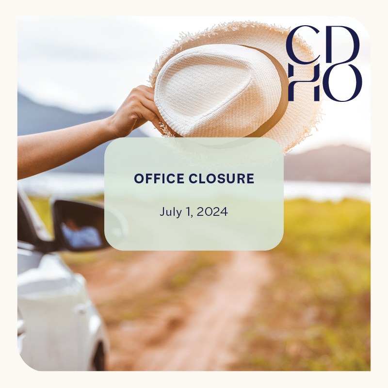 CDHO_OHDO's tweet photo. CDHO will be closed on July 1 for Canada Day. We wish you a safe and enjoyable long weekend! https://t.co/D5bPhTPck9