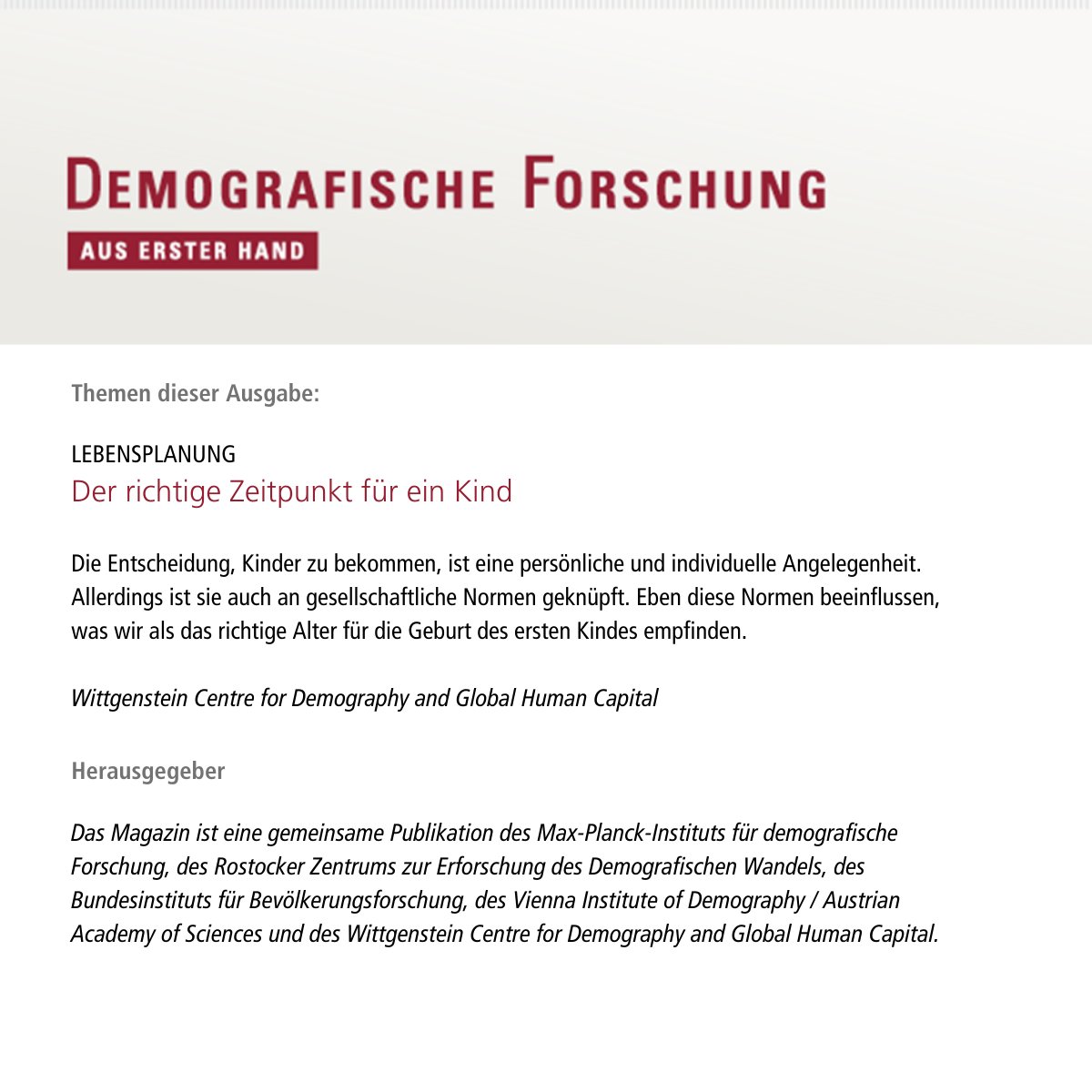 MPIDR (@mpidrnews) on Twitter photo Lesestoff für's Wochenende!Die zweite Ausgabe '24 "Demografische Forschung aus Erster Hand" ist da. Pünktlich dazu wurde die Website erneuert. Neben den Themen der aktuellen Ausgabe gibt es eine Vielzahl an neuen Funktionen. demografische-forschung.org <a href="/bib_bund/">Bundesinstitut für Bevölkerungsforschung (BiB)</a> <a href="/demografie_wien/">Wittgenstein Centre Wien</a> Lesestoff für's Wochenende!Die zweite Ausgabe '24 "Demografische Forschung aus Erster Hand" ist da. Pünktlich dazu wurde die Website erneuert. Neben den Themen der aktuellen Ausgabe gibt es eine Vielzahl an neuen Funktionen. demografische-forschung.org <a href="/bib_bund/">Bundesinstitut für Bevölkerungsforschung (BiB)</a> <a href="/demografie_wien/">Wittgenstein Centre Wien</a>