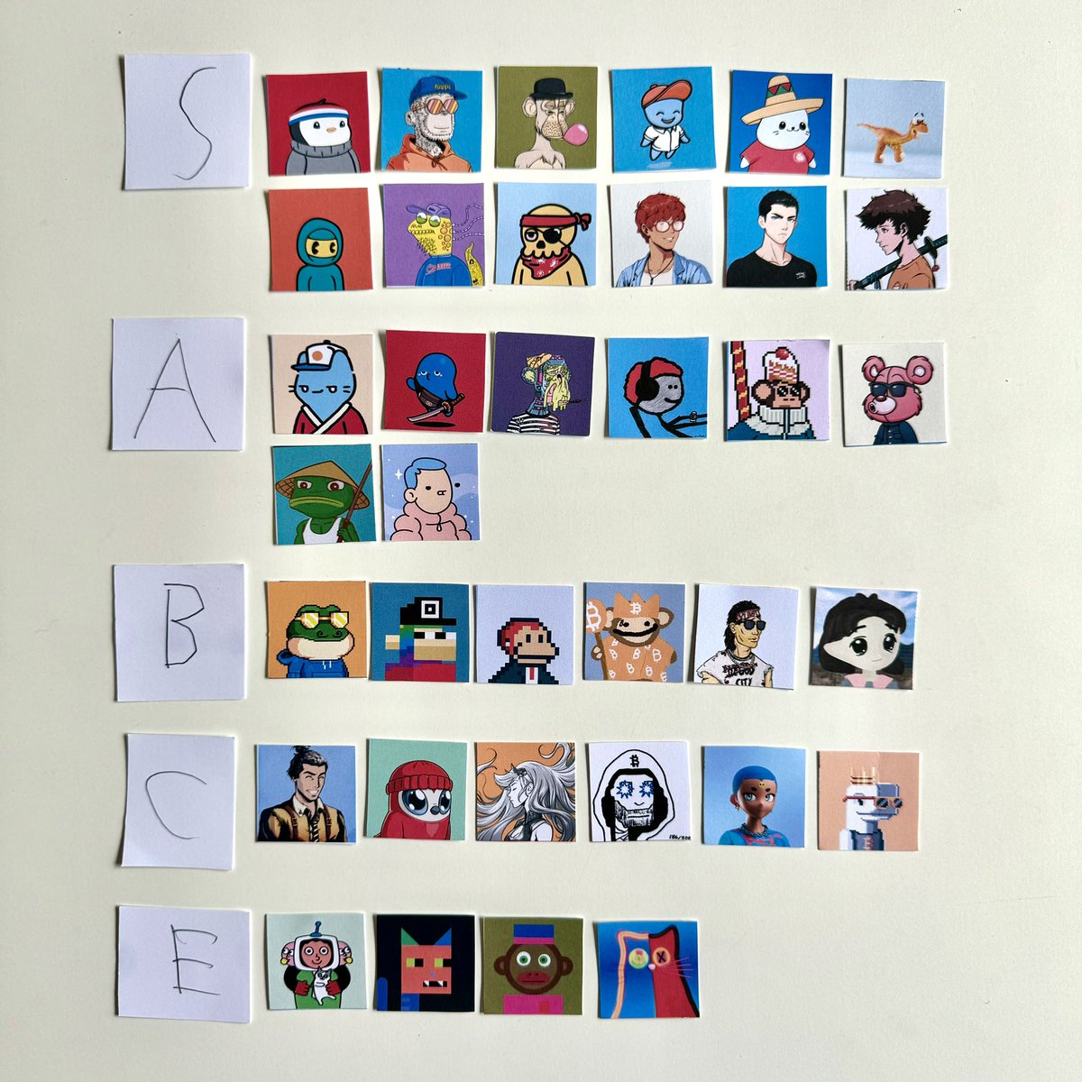 Carl_m101's tweet photo. The results are in 👀

The ultimate 2024 pfp tier list - ranked by my 8y old son (solely based on the art).

Thoughts? https://t.co/uRj20lUV1h