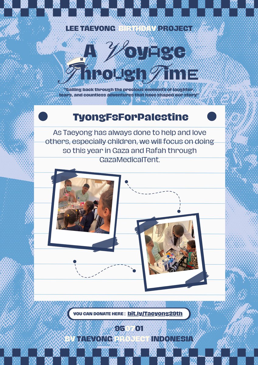 TaeyongProject's tweet photo. 2024 𝐋𝐞𝐞 𝐓𝐚𝐞𝐲𝐨𝐧𝐠 𝟐𝟗𝐭𝐡 𝐁𝐢𝐫𝐭𝐡𝐝𝐚𝐲 𝐏𝐫𝐨𝐣𝐞𝐜𝐭 by Taeyong Project

⚓️A Voyage Through Time⚓️

[DETAIL PROJECT]

Part 1 • #TYONGFSFORPALESTINE 

-Your small act of kindness creates a world of difference for them.

🔗https://t.co/zJZ6PpGgGR

#TAEYONG #태용 https://t.co/54KjOo7Yji
