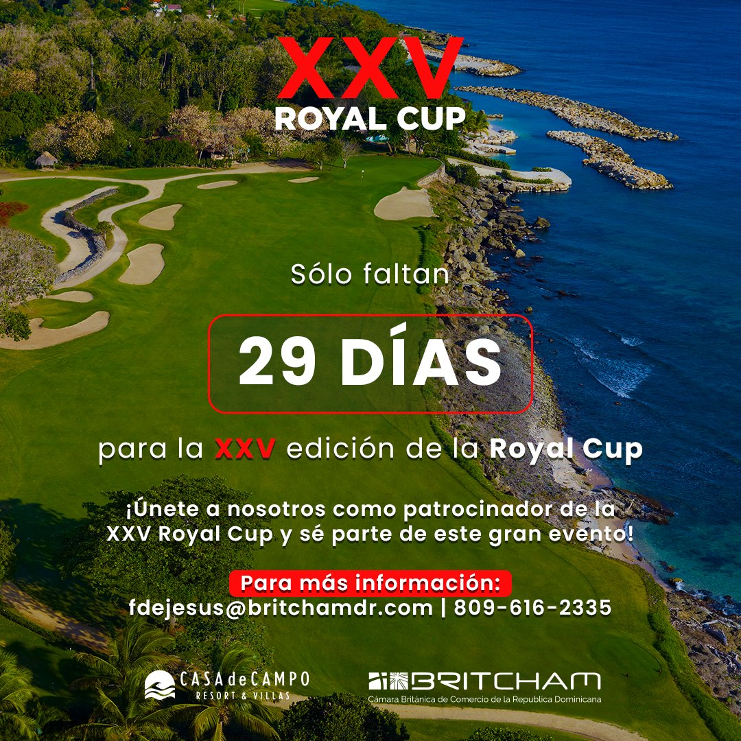 🏌️‍♂️⛳️ Únete a nosotros el 27 de julio para un día lleno de emoción y competencia. 

¿Estás listo para el desafío? ¡No te pierdas este evento épico!

#BritchamDR #XXVRoyalCup #BritchamRoyalCup #GolfCup  #BritchamEvents