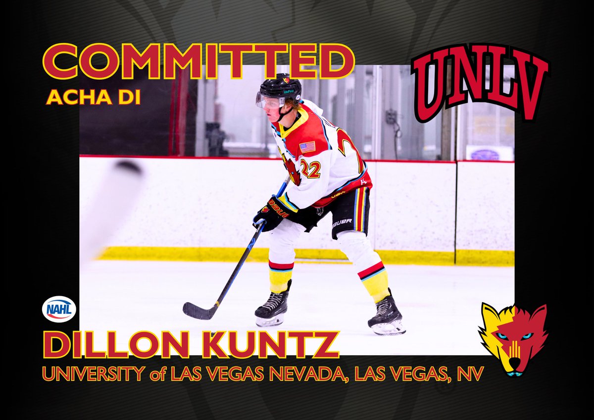 NMIceWolves's tweet photo. Defenseman Dillon Kuntz decided to stay in the desert and has committed to play ACHA Division I hockey at @UNLVRebelHockey ! Congratulations Kuntz, and good luck in Vegas 🏒🎲🎰 https://t.co/gSOq6REx2X
