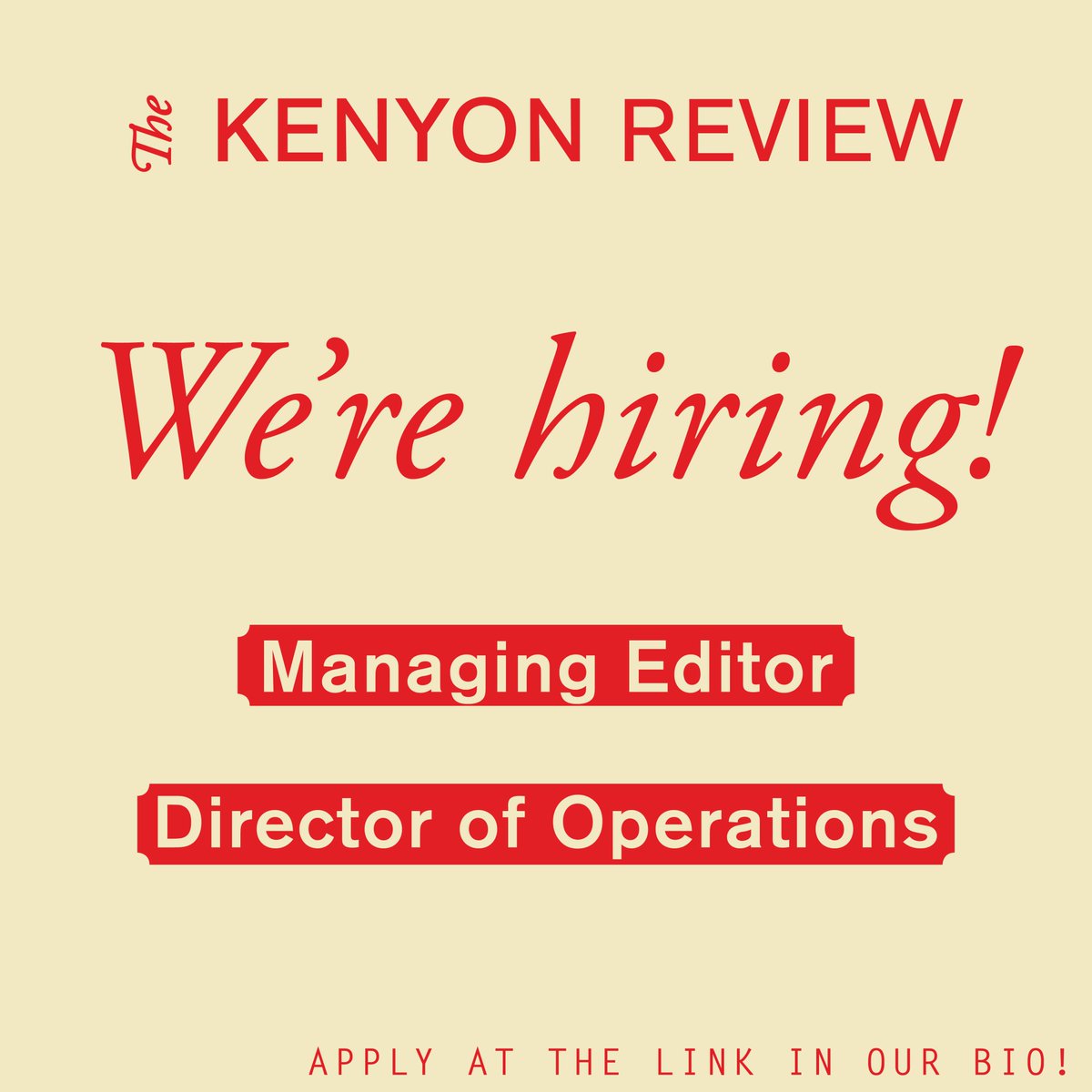 Spread the word: we're searching for a Managing Editor and Director of Operations! Job descriptions and  applications can be found at the link in our bio.