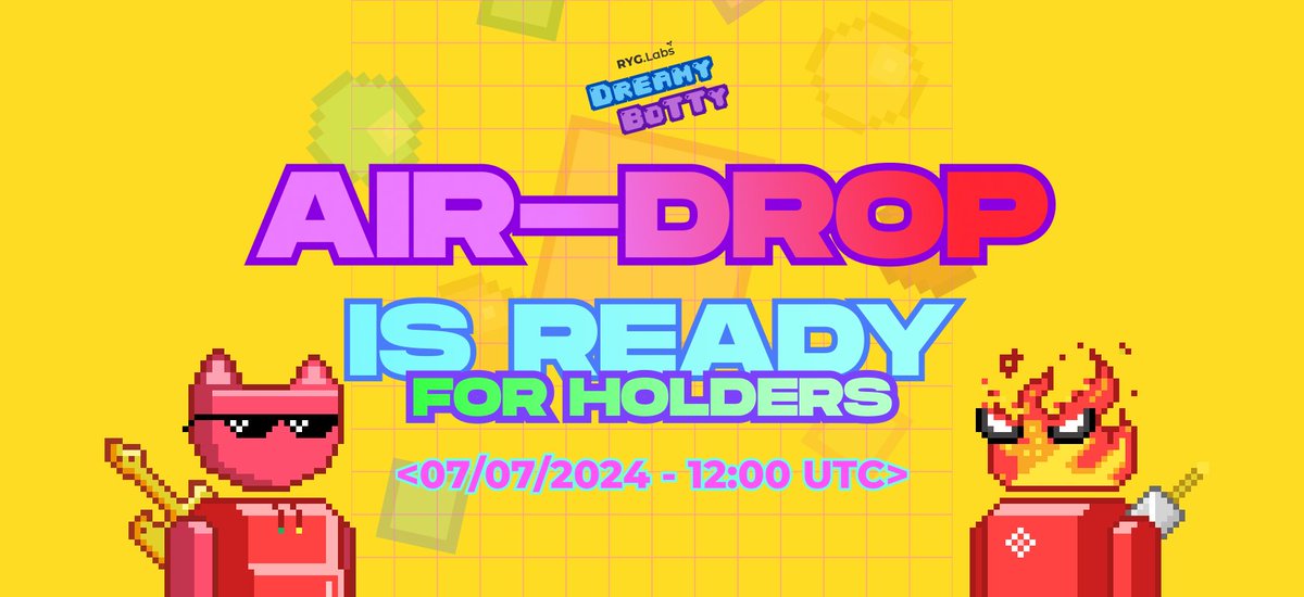 RYG_Labs's tweet photo. 🚨 Dreamy BoTTy Fam! It's airdrop time! 

After cruising alongside the @Starknet fam for over 2 years, it's time to shower our love on the amazing Dreamy BoTTy holders who've been with us on this ride!

📸 Get ready to snag some sweet rewards! 

🥇 Season 1 of our epic airdrop blasts off on Sunday, July 7th, 2024.

🥳 Here's the juicy part: the more Dreamy BoTTy you're holding, the bigger the loot you score!  

So buckle up and hold on tight, 'cause this airdrop is about to get Dreamy! ✨

Stay tuned!