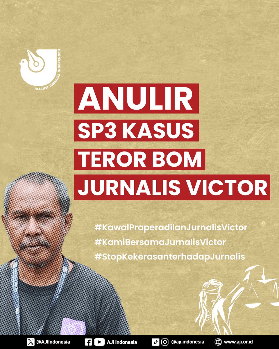 Kawan-kawan... Jumat 28 Juni 2024, hari ini, adalah sidang perdana gugatan praperadilan Jurnalis Victor Mambor terkait penerbitan Surat Perintah Penghentian Penyidikan (SP3) kasus teror bom terhadapnya.